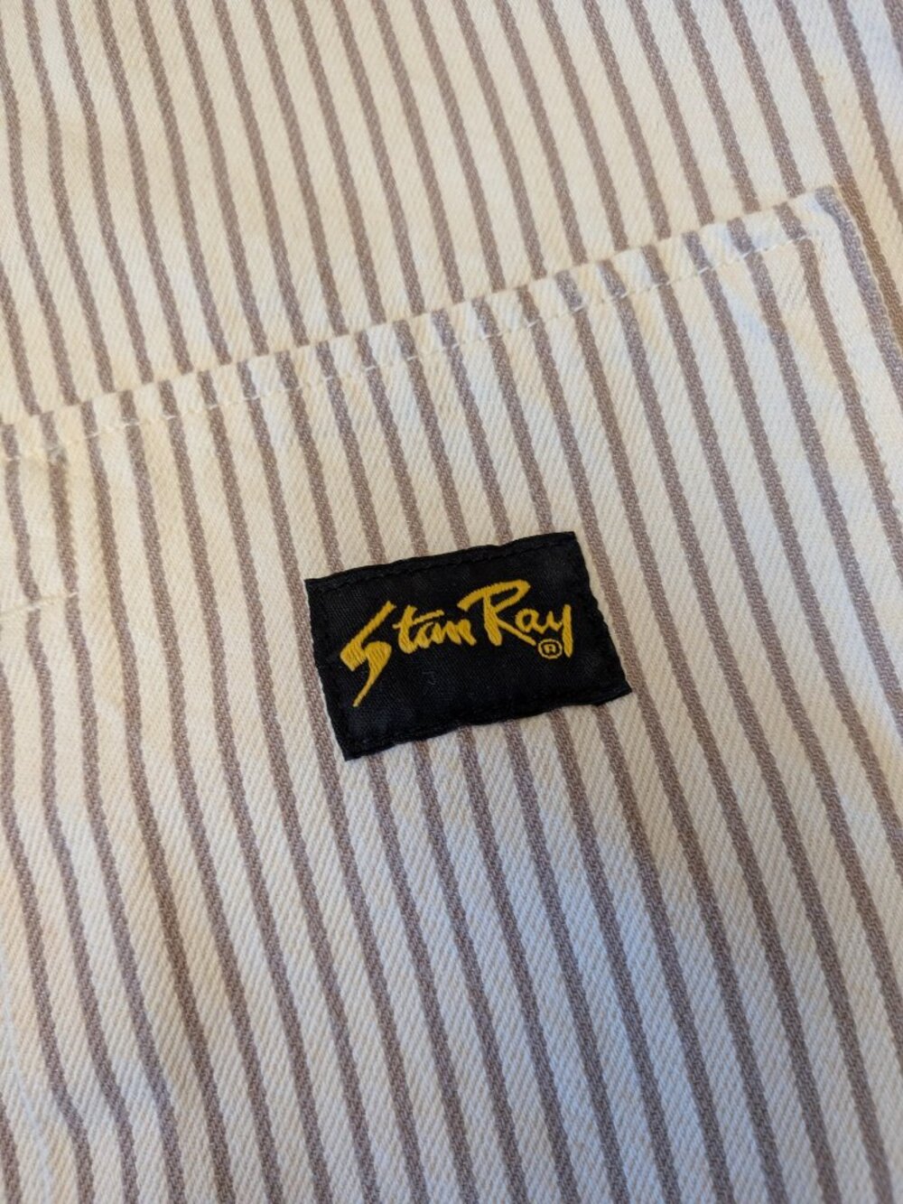 Stan Ray Khaki Hickory Stripe Painters Pop Over Shirt Boxy Utility Workwear XL - Picture 4 of 7